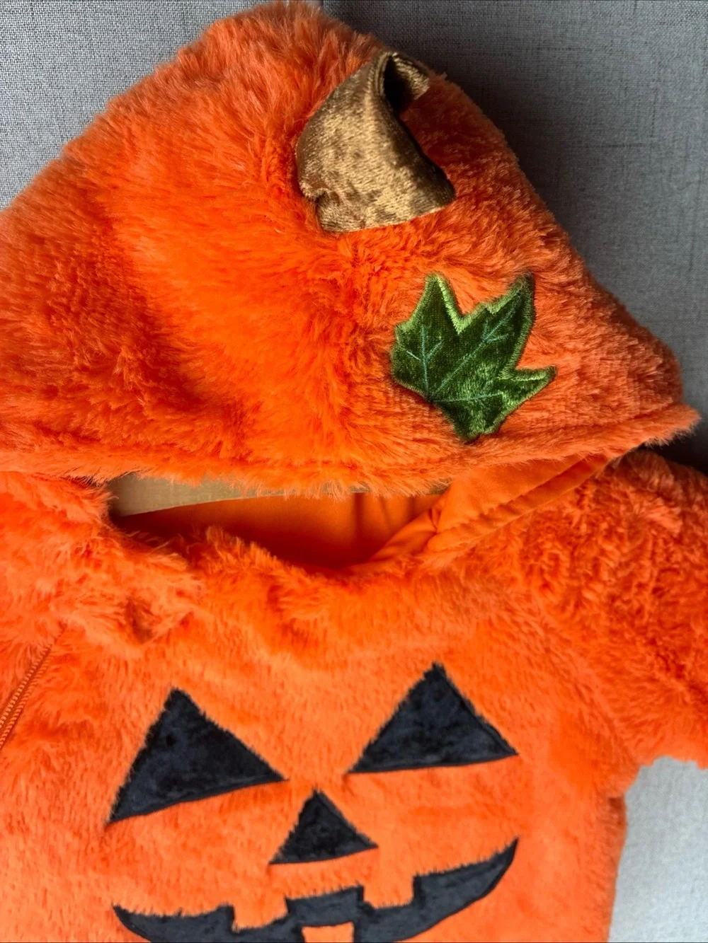 Baby Pumpkin Costume Bunting 0-6M Jack-O’-Lantern Fleece Bag Warm Orange Hoodie